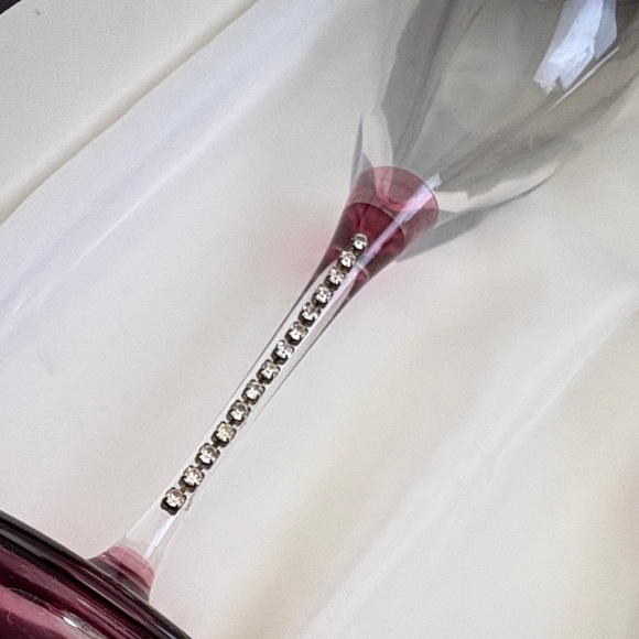 Franco Glass Champagne Flutes with Crystals & Pink Accents, One Pair - Picture 2 of 5